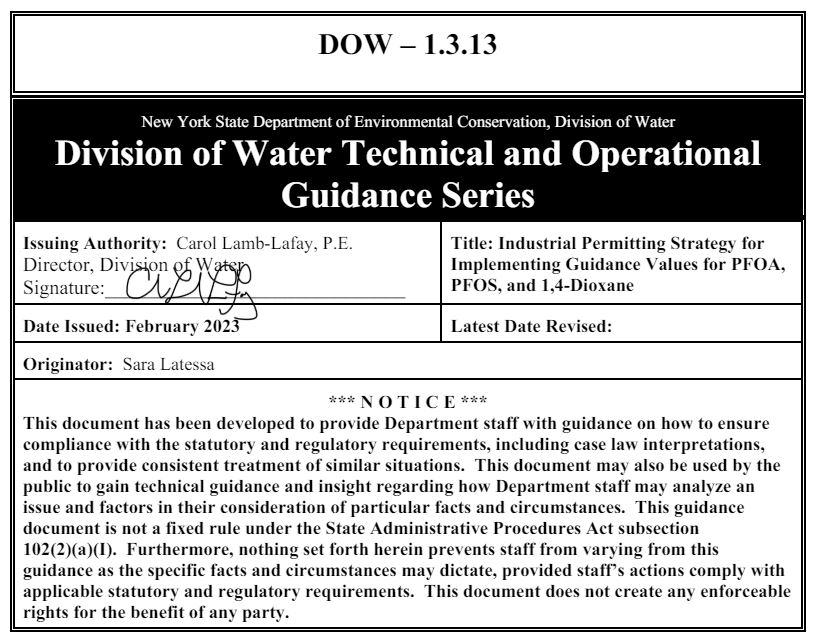 TOGS 1.3.13.: Industrial Permitting Strategy for Implementing Guidance Values
