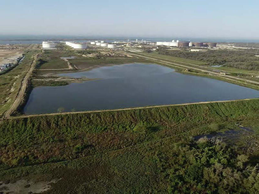 drone view facing south of retention pond